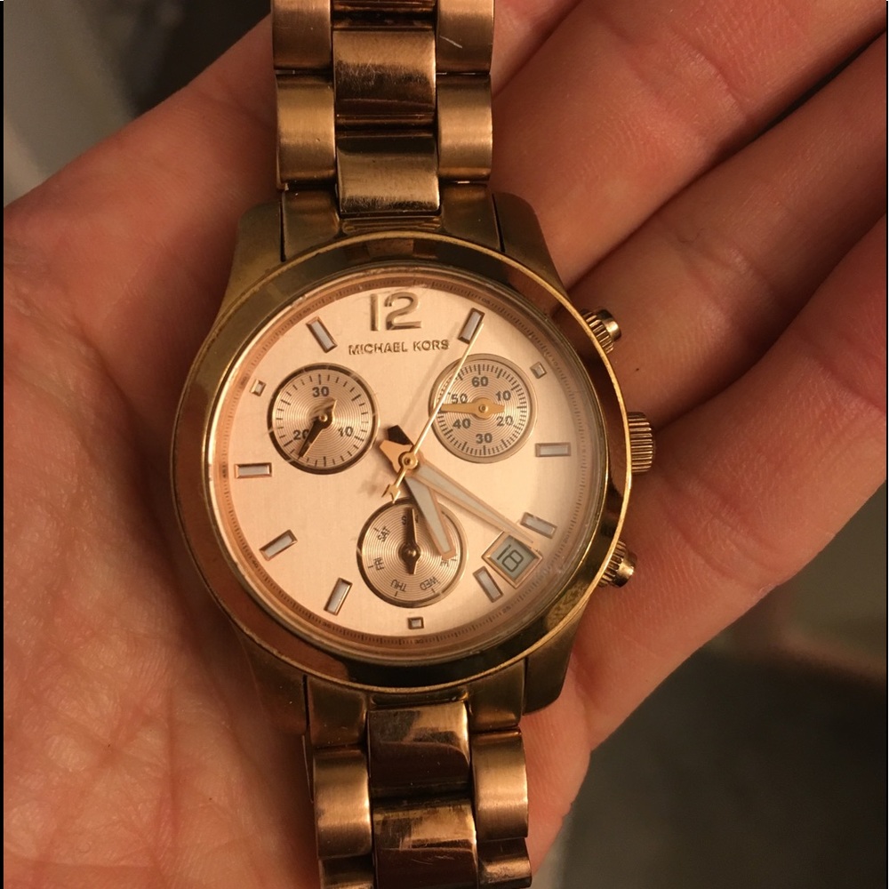 Rose gold Michael Kors mini runway watch